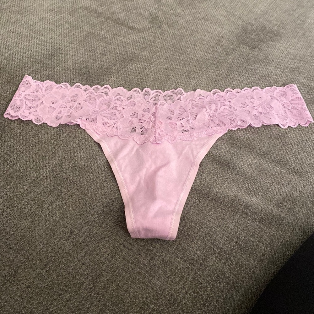 Victoria’s Secret pastel purple lace thong panty